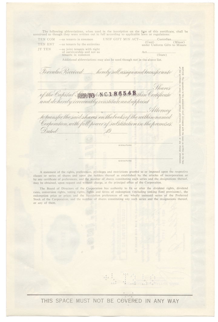 Baker Oil Tools, Inc. Stock Certificate