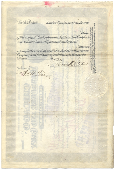 Chicago, Milwaukee and Gary Railway Company Stock Certificate