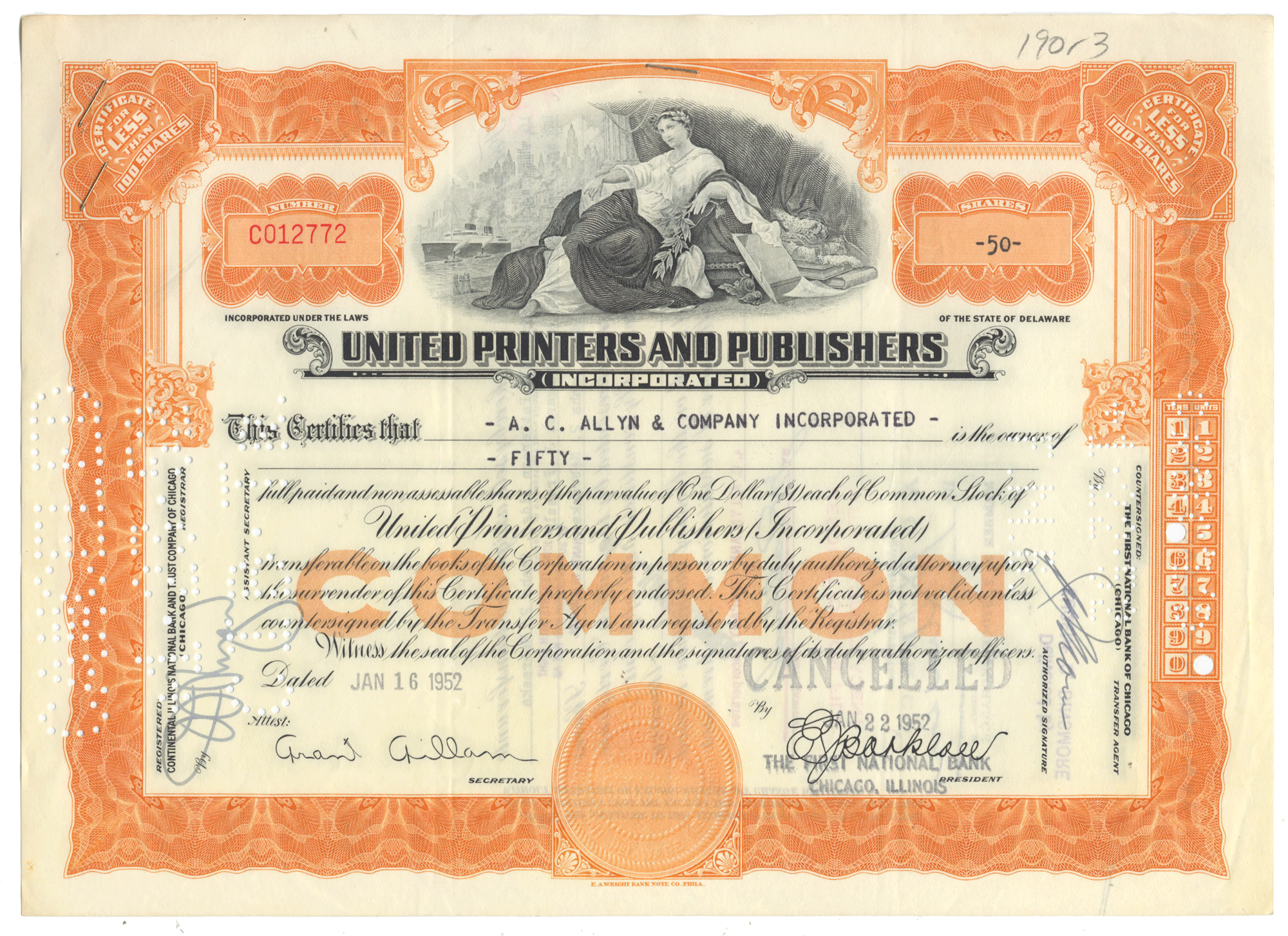 United Printers and Publishers Incorporated (LOT OF 10 PIECES)