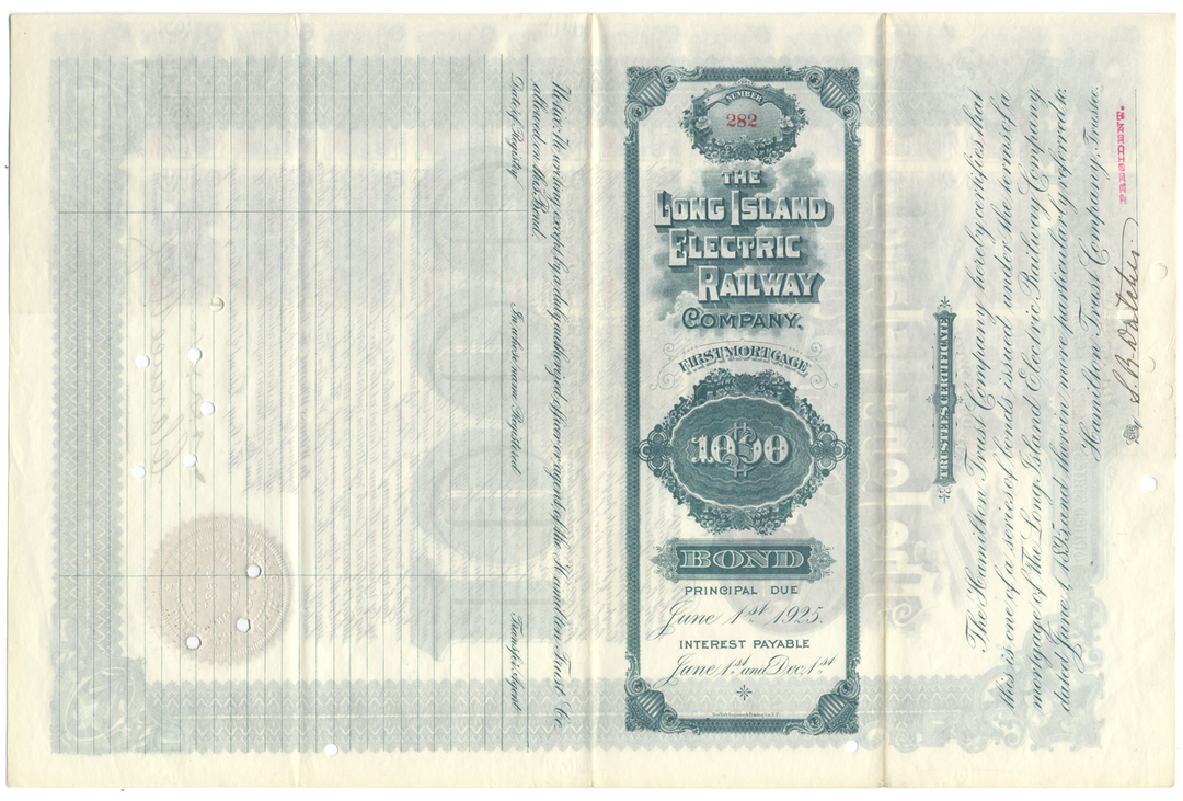 Long Island Electric Railway Company Bond Certificate