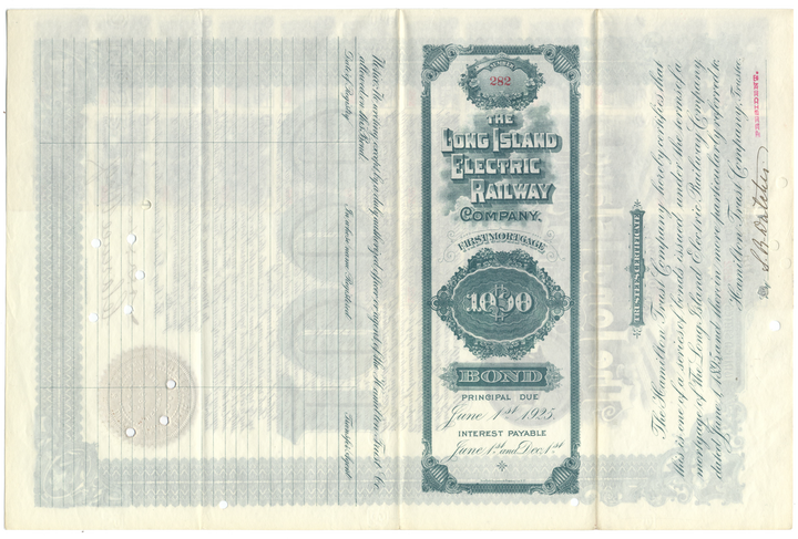 Long Island Electric Railway Company Bond Certificate