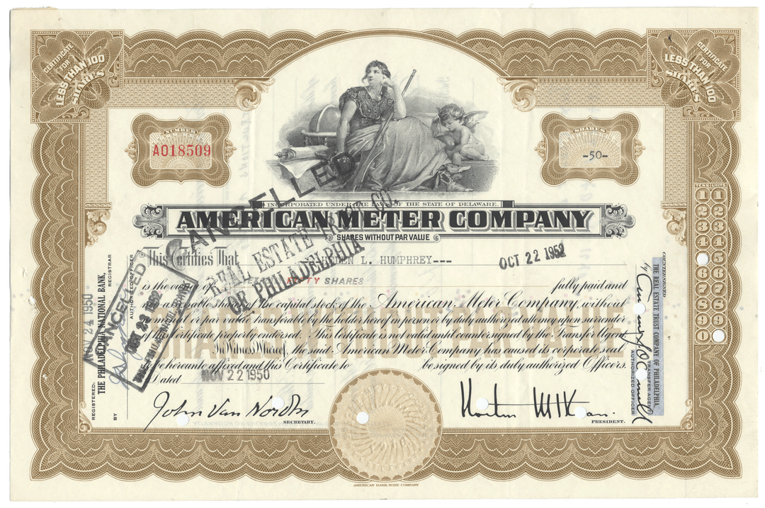 American Meter Company Stock Certificate