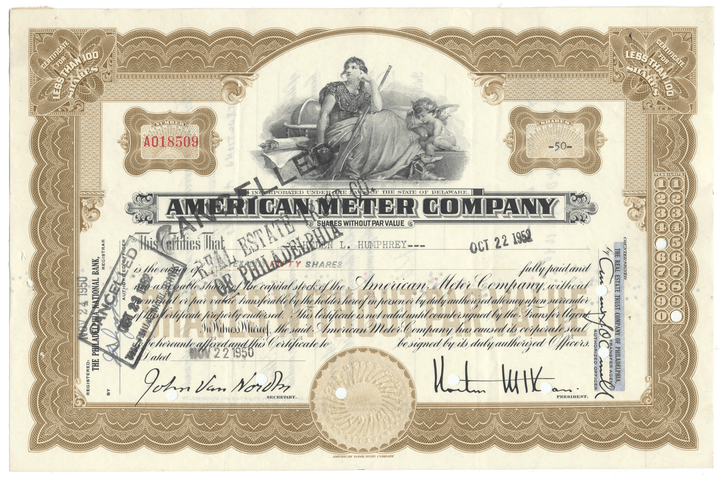 American Meter Company Stock Certificate