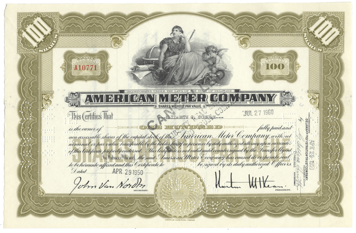 American Meter Company Stock Certificate