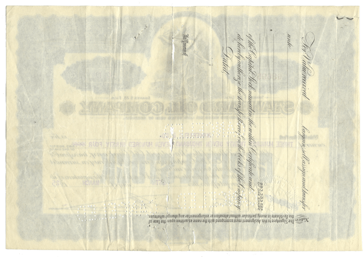 Vintage stock certificate of the Standard Oil Company of Kentucky from 1925