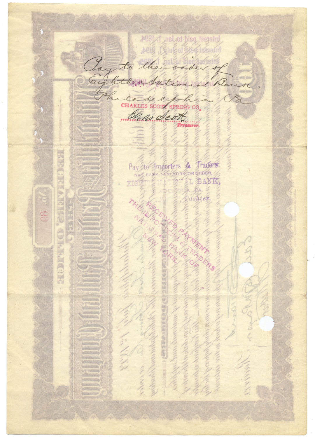 Philadelphia and Reading Railroad Company Bond Certificate