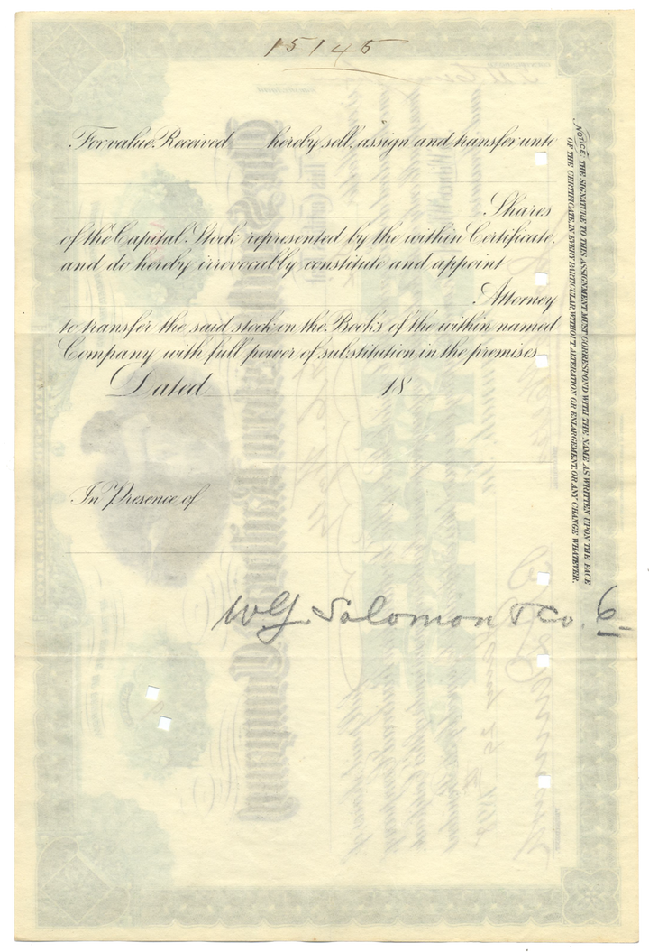 Southwestern Railroad Company Stock Certificate