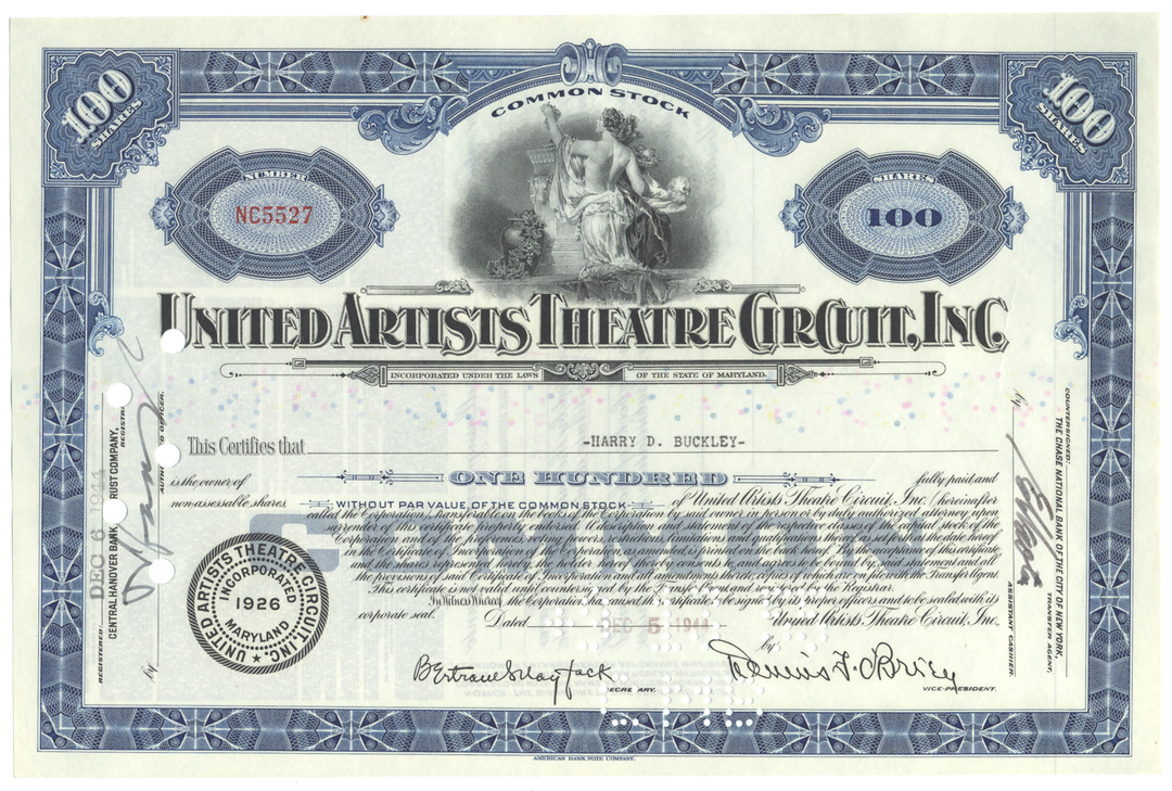 United Artists Theatre Circuit, Inc. Stock Certificate