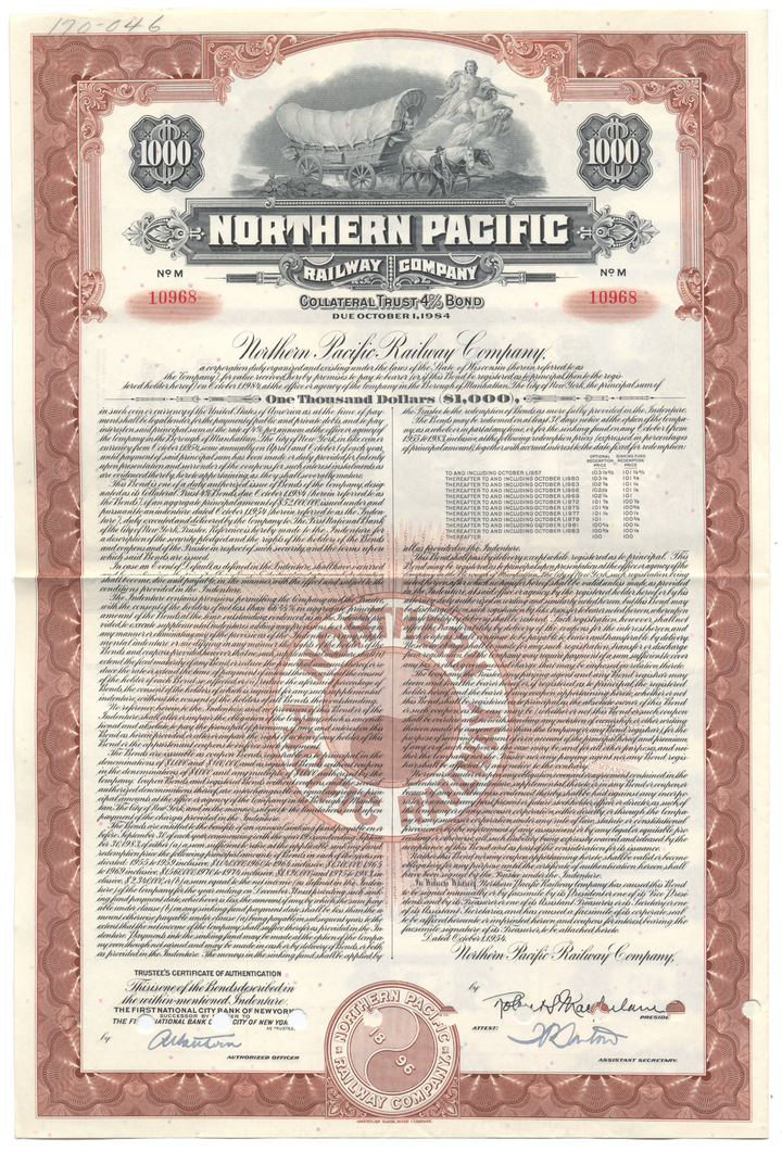 Northern Pacific Railway Company Bond Certificate