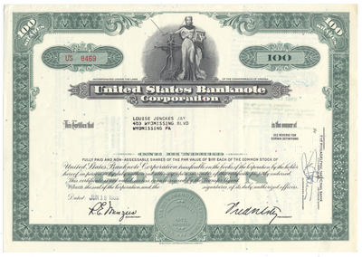 United States Banknote Corporation Stock Certificate