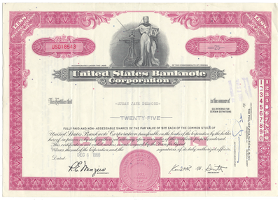 United States Banknote Corporation Stock Certificate