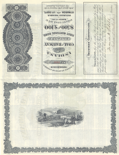 Indiana Coal and Railway Company Bond Certificate