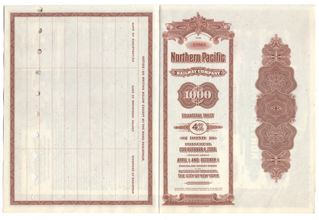 Northern Pacific Railway Company Bond Certificate