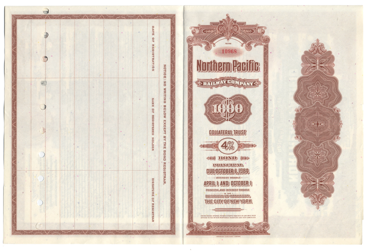 Northern Pacific Railway Company Bond Certificate