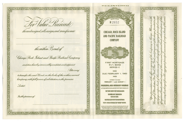 Chicago, Rock Island and Pacific Railroad Company Bond Certificate