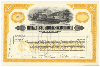 Buffalo & Susquehanna Railroad Corporation Stock Certificate