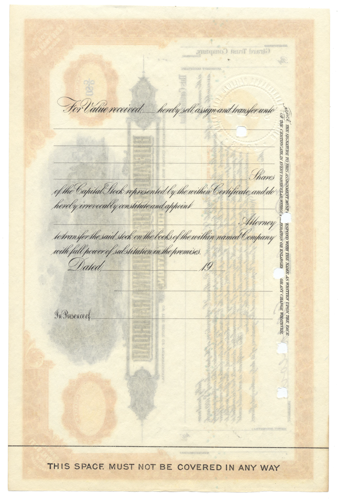 Buffalo & Susquehanna Railroad Corporation Stock Certificate