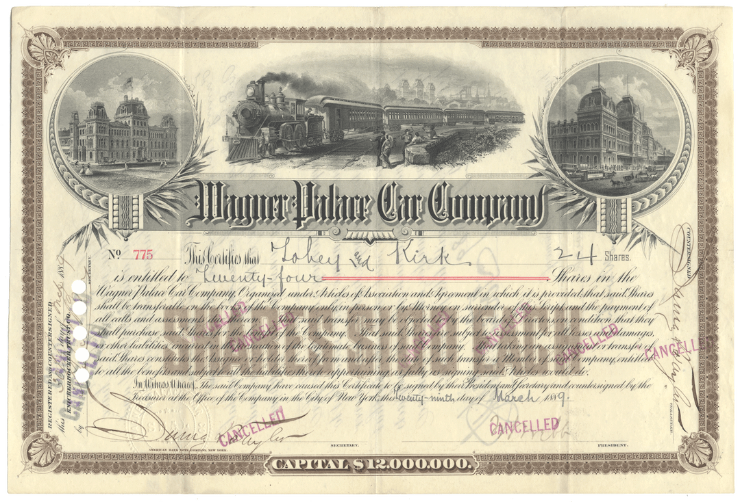 Wagner Palace Car Company Stock Certificate