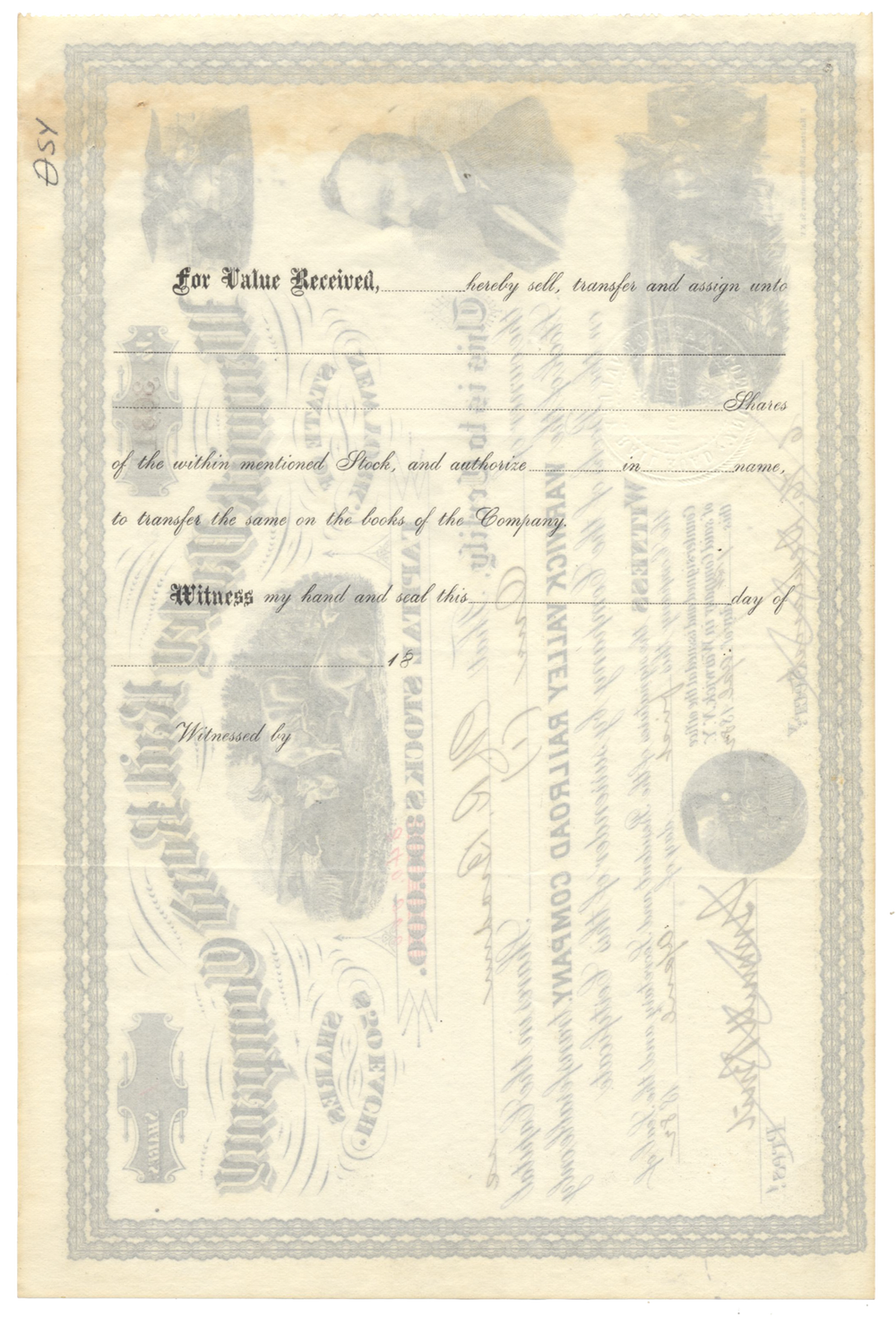 Warwick Valley Rail Road Company Stock Certificate