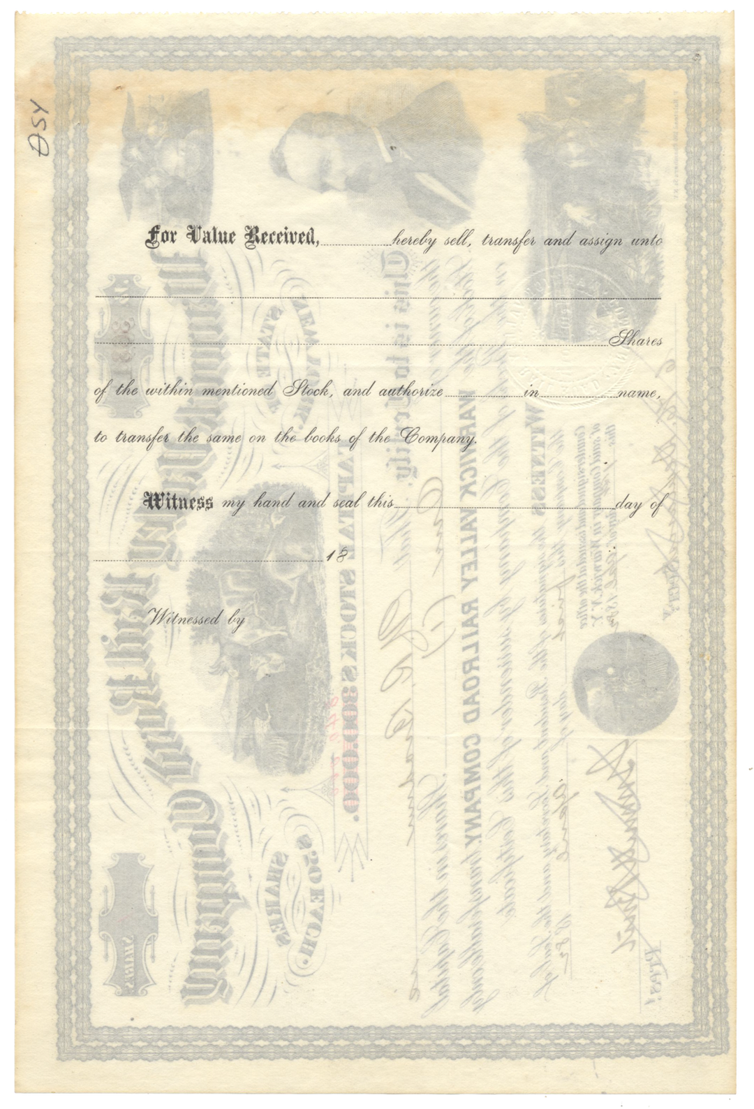 Warwick Valley Rail Road Company Stock Certificate