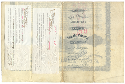 Midland Precinct, Nebraska (Omaha & Republican Valley Railroad) Bond Certificate