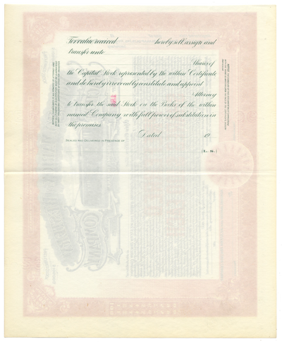 Kokomo, Marion and Western Traction Company Stock Certificate
