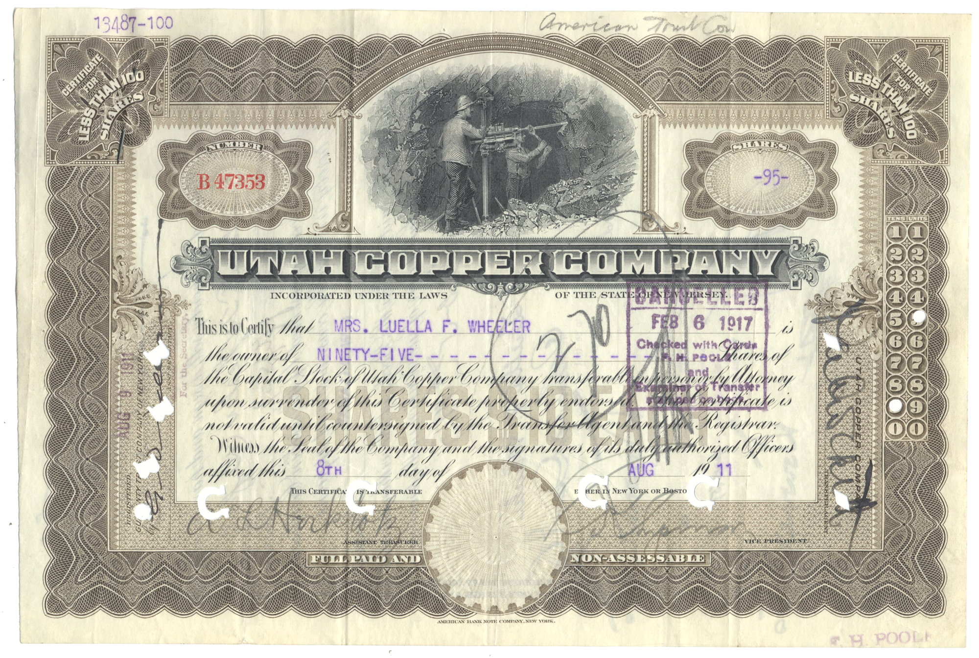 Utah Copper Company (LOT OF 3 PIECES)