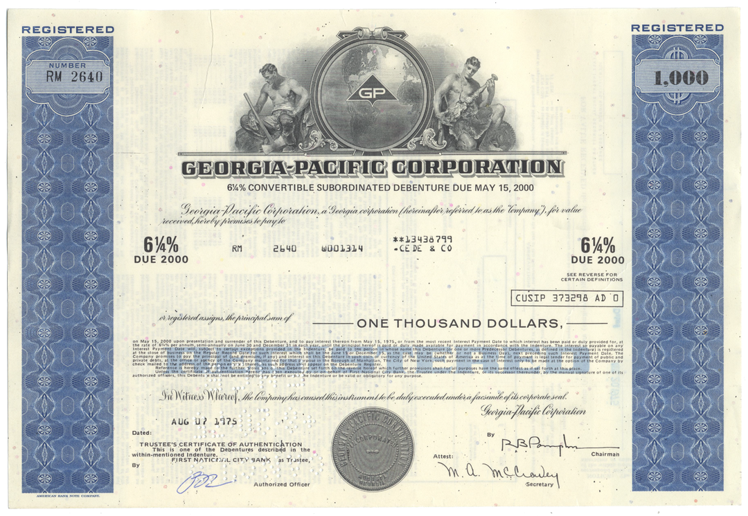 Georgia-Pacific Corporation Bond Certificate