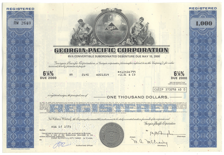 Georgia-Pacific Corporation Bond Certificate