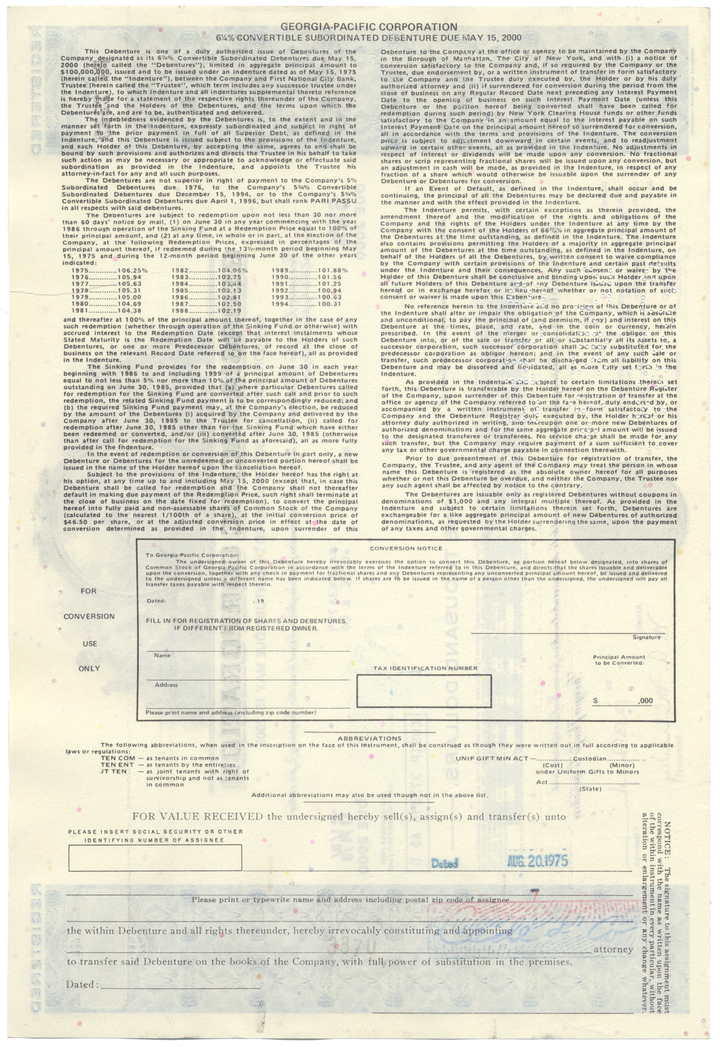 Georgia-Pacific Corporation Bond Certificate