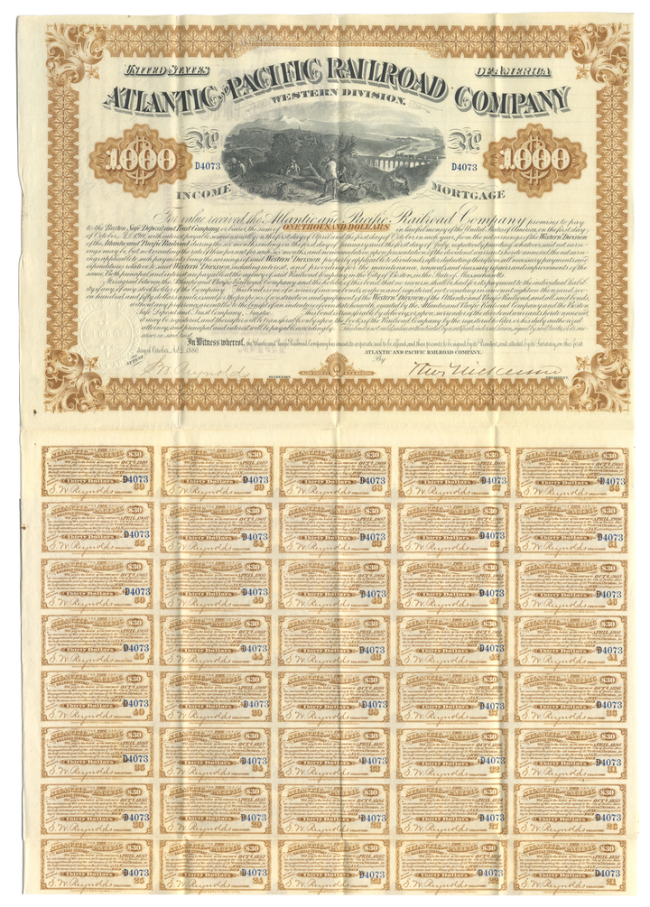 Atlantic and Pacific Railroad Company Bond Certificate