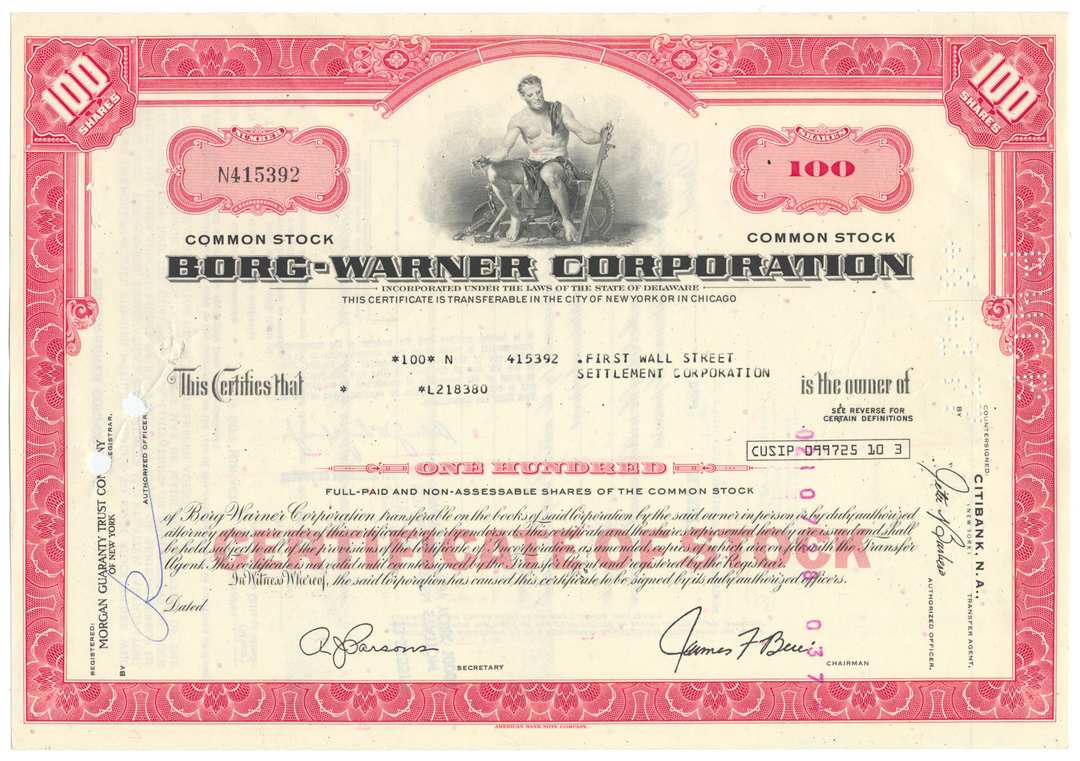 Borg-Warner Corporation Stock Certificate