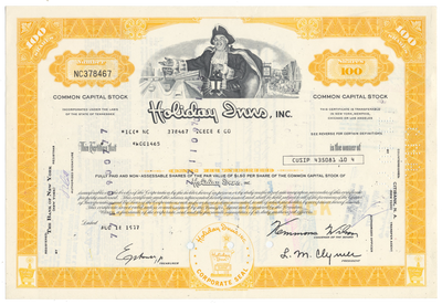Holiday Inns, Inc. Stock Certificate