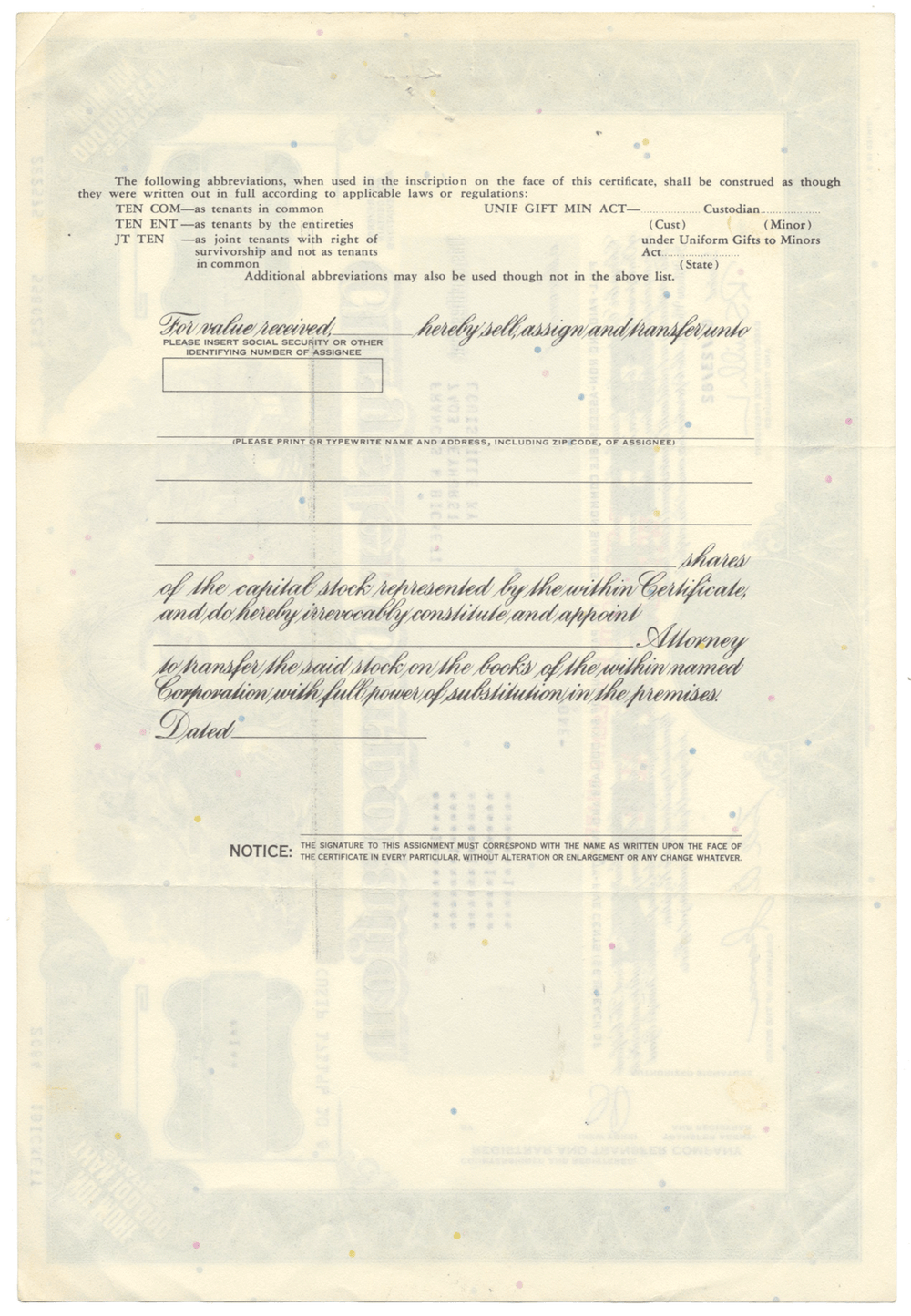 Chrysler Corporation Stock Certificate