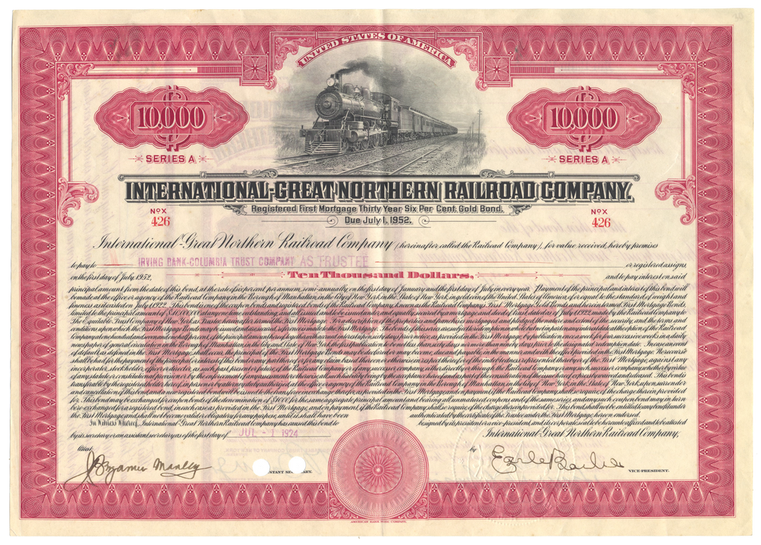 International-Great Northern Railroad Company Bond Certificate