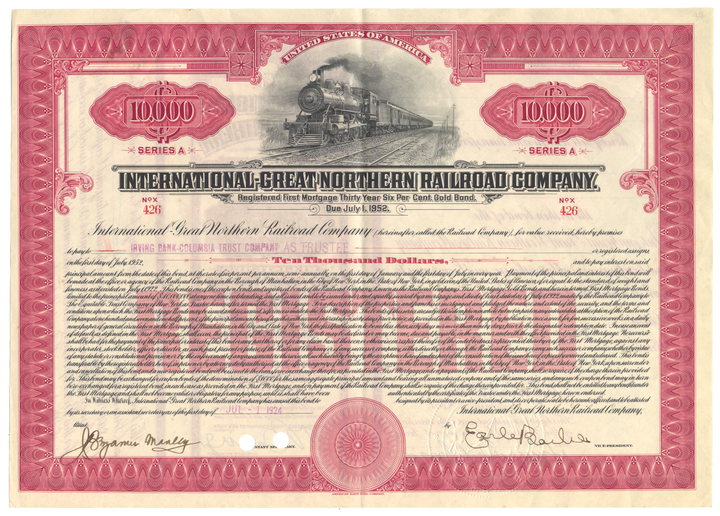 International-Great Northern Railroad Company Bond Certificate