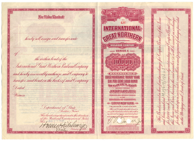 International-Great Northern Railroad Company Bond Certificate