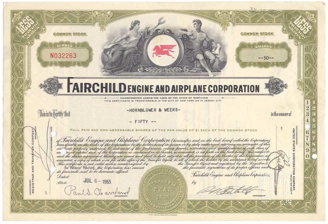 Fairchild Engine and Airplane Corporation Stock Certificate