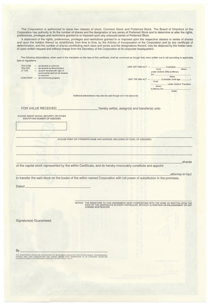 Callaway Golf Company Stock Certificate