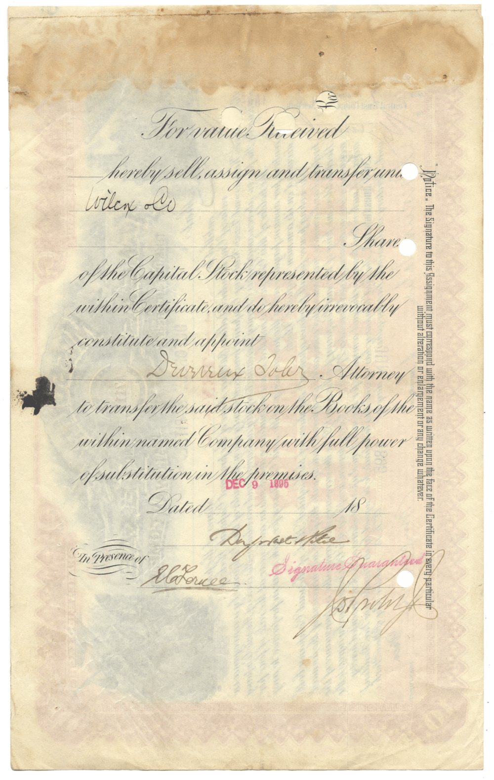 Missouri, Kansas and Texas Railway Company Stock Certificate