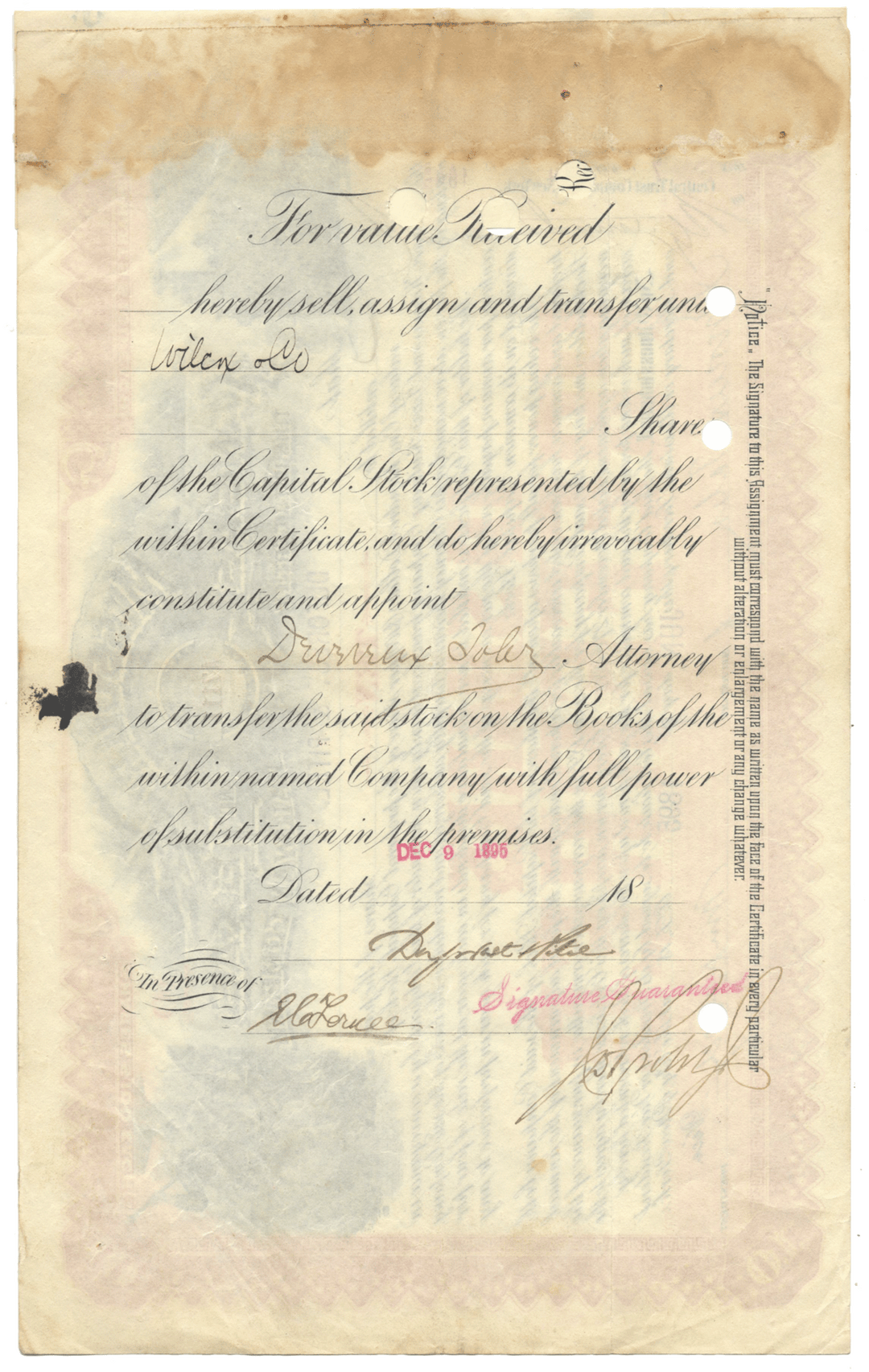 Missouri, Kansas and Texas Railway Company Stock Certificate