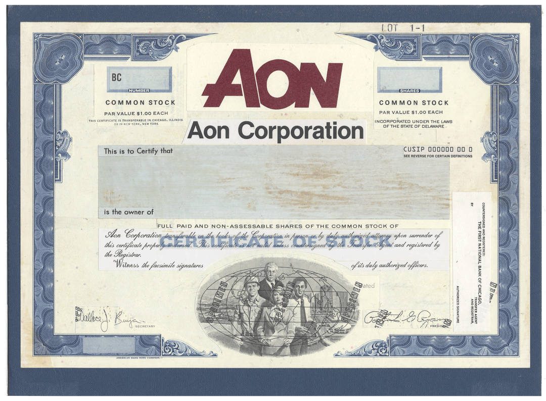 Working Proof from Aon Corporation for the company's Common Stock