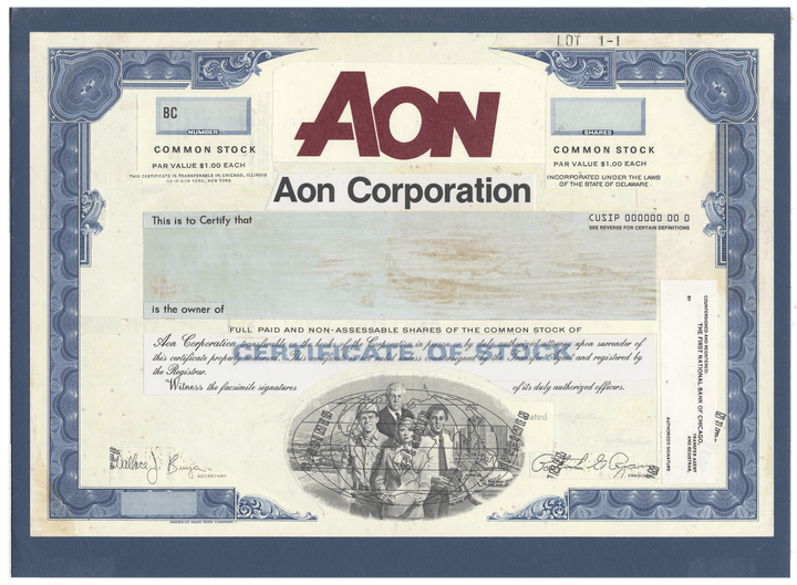 Working Proof from Aon Corporation for the company's Common Stock