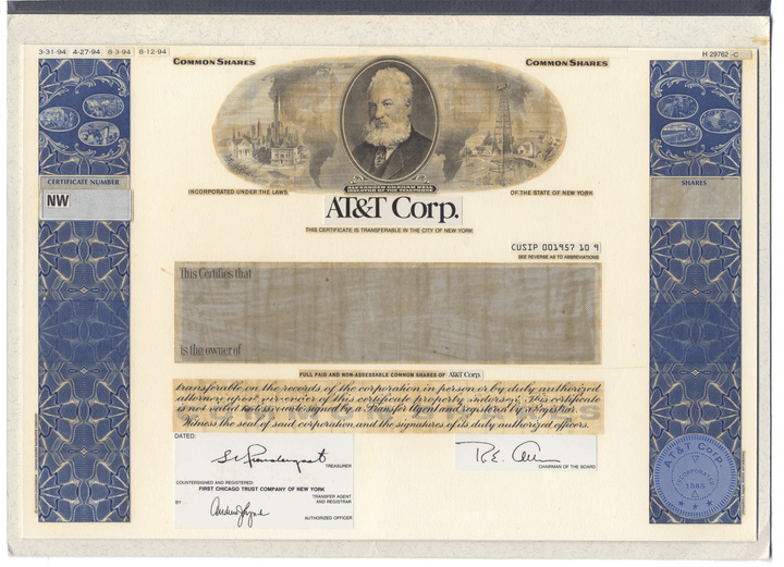 Very Rare AT&T CORPORATION Working Proof