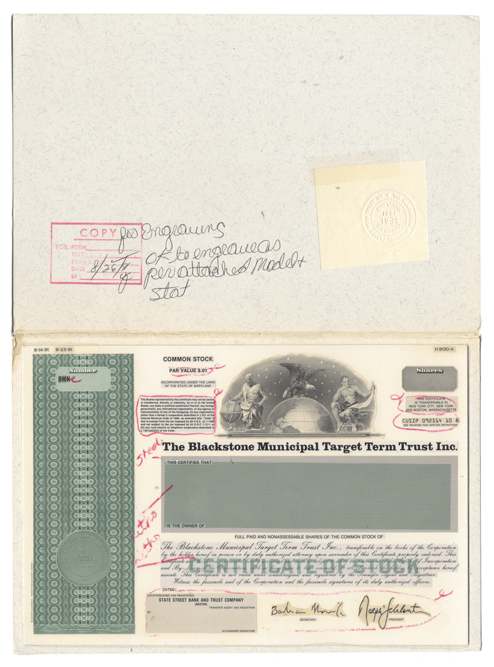 Working Proof from Blackstone Municipal Target Term Trust for the company's Common Stock