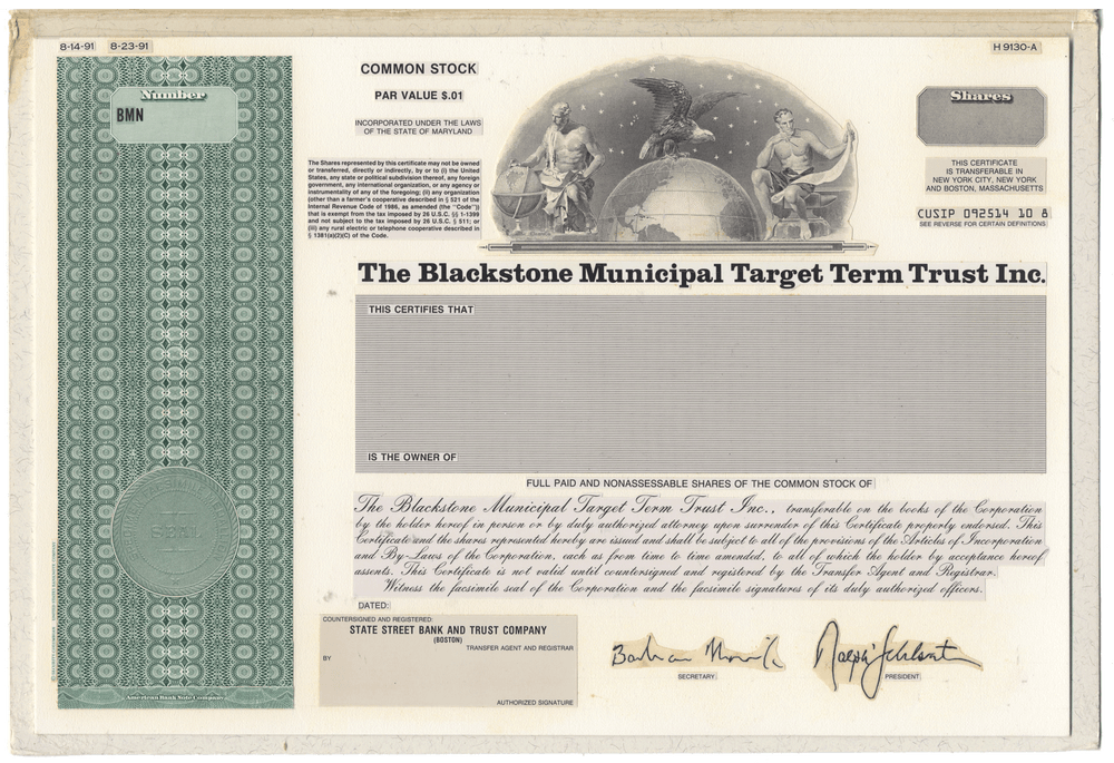 Working Proof from Blackstone Municipal Target Term Trust for the company's Common Stock