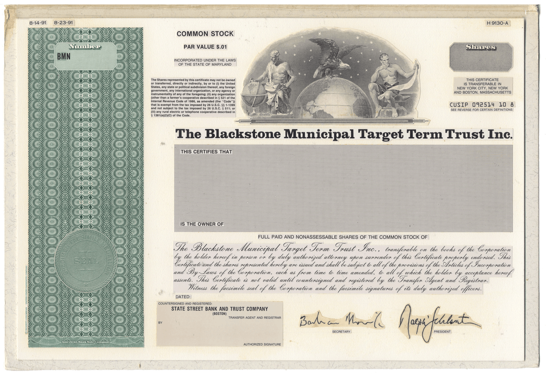 Working Proof from Blackstone Municipal Target Term Trust for the company's Common Stock