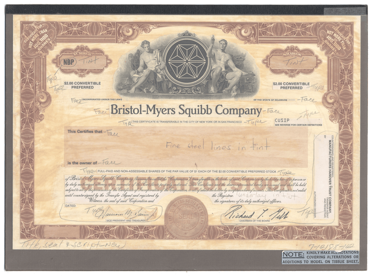 Working Proof from Bristol-Myers Squibb for the company's Convertible Preferred Stock