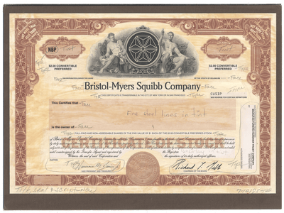 Working Proof from Bristol-Myers Squibb for the company's Convertible Preferred Stock