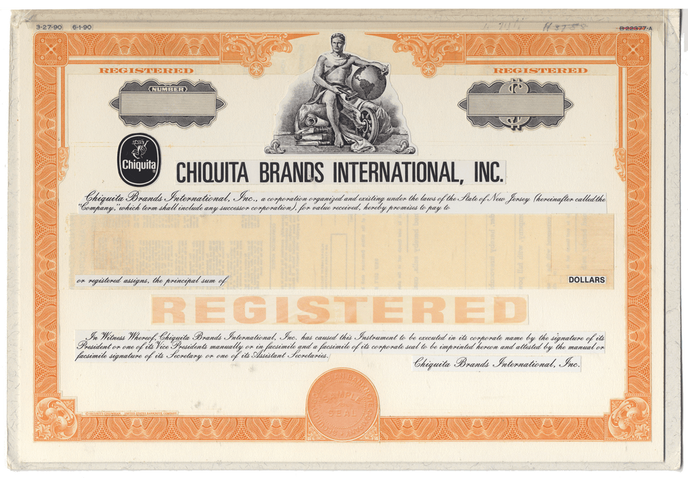 Working Proof from CHIQUITA for the company's Registered Bonds